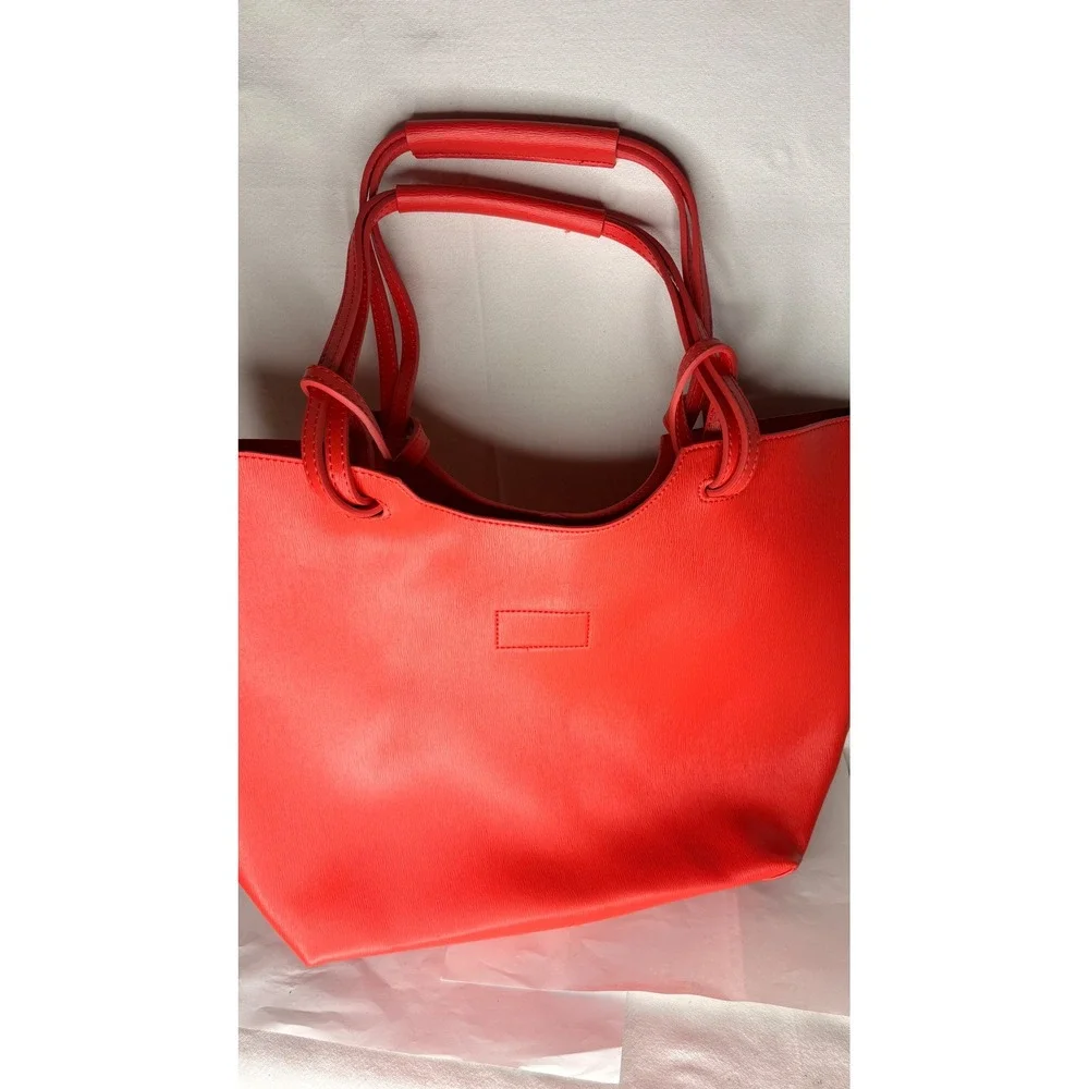 Neiman MarcusFaux Leather Large Tote Bag Knotted Strap Shoulder Bag Minimalist